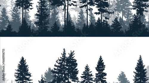 a tileable horizontal silhouette of pine trees.
