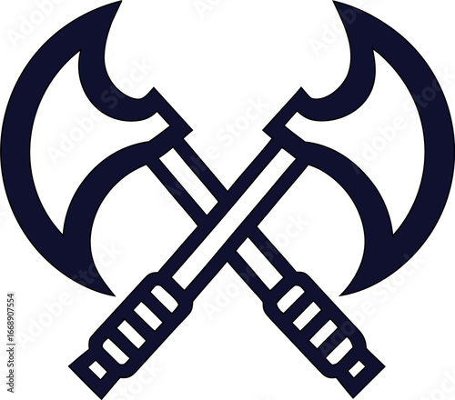 Crossed axes vector perfect for rugged adventure, lumberjack branding, and survival emblem design.