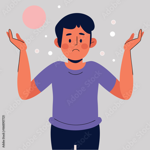 Print Man shrugging expression of uncertainty
