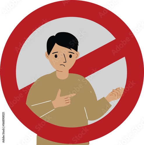 Print Man shrugging expression of uncertainty
