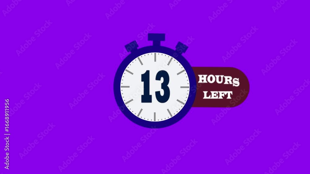 13 hours left count animation, motion graphics running numbers counting days, 4K HD video with white and green background alpha channel. 13 hours left count animation, motion graphics running numbers counting days, 4K HD video with white and green background alpha channel.