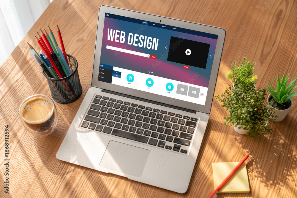 Fototapeta premium Website design software provide modish template for online retail business and e-commerce