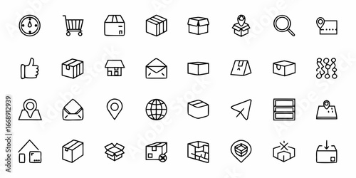 Shipping and delivery icons set, perfect for logistics, e-commerce, and global business solutions, ideal for web design