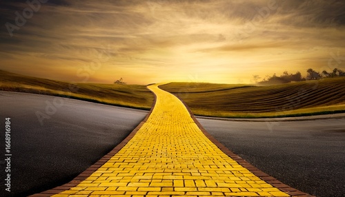 illustration of a winding yellow brick road symbolizing adventure and journey