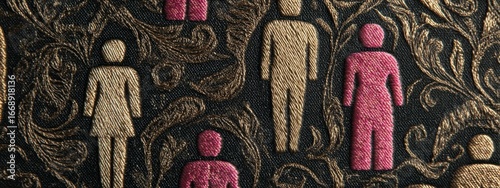 Decorative Fabric with Gender Symbols and Patterns