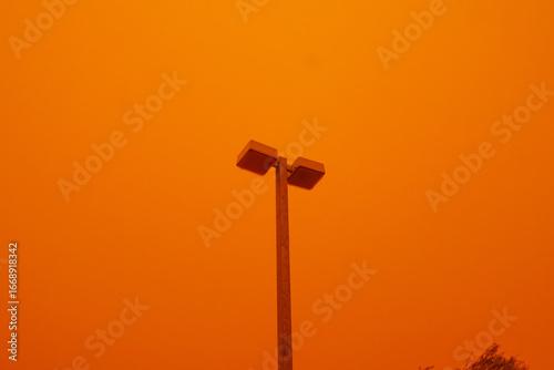 Street lamp inside dust storm haboob in tempe phoenix arizona 