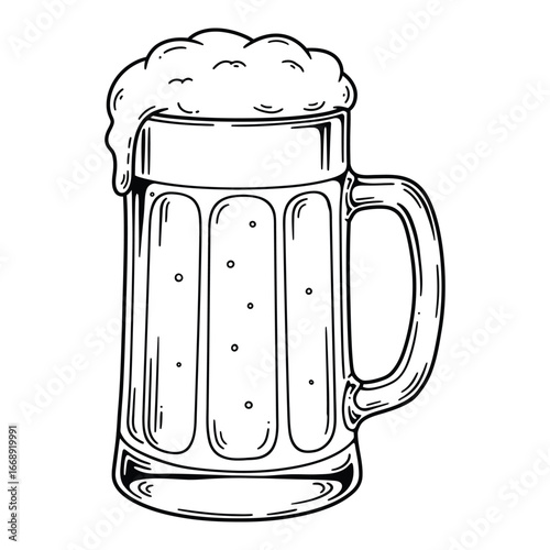 A clear illustration of a beer mug with foam
