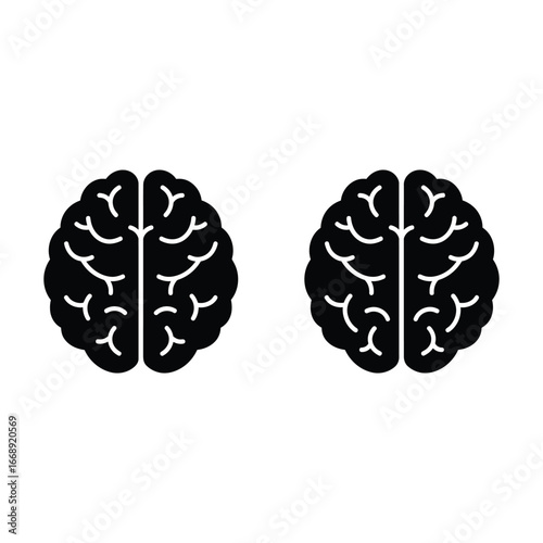 Two black and white illustrations of human brain