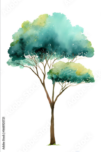 cute watercolor african tree nursery asthestic minimalist soft pastel tones modern minimalist illustration art solid white background.