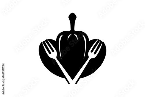 Bell Pepper with Forks: Healthy Eating & Restaurant Logo