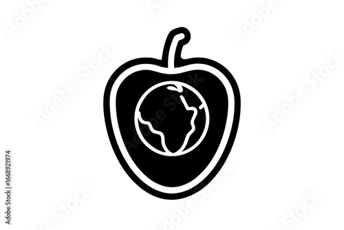 Apple with Earth Icon – Symbol of Global Health, Sustainability, and Eco-Friendly Living