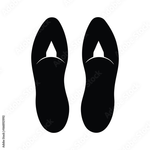 silhouette of feet inside shoes on white background