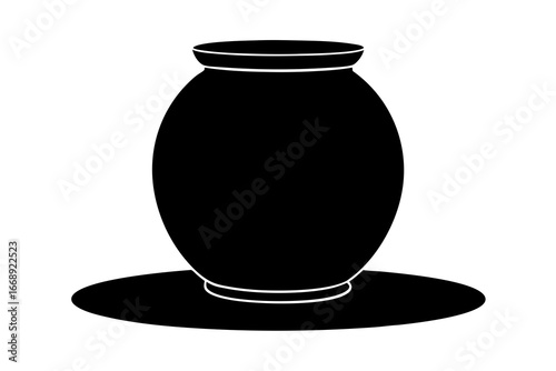Minimalist Black Pottery Pot on Plate - Simple Home Decor & Craft Design