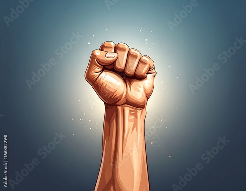 Powerful raised fist
