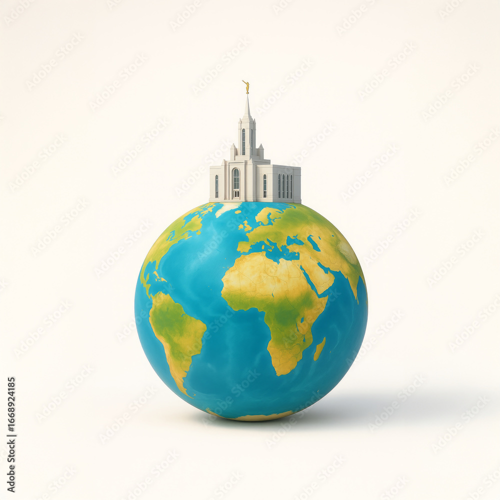 Naklejka premium 3D Scientology church icon on small planet isolated on white background