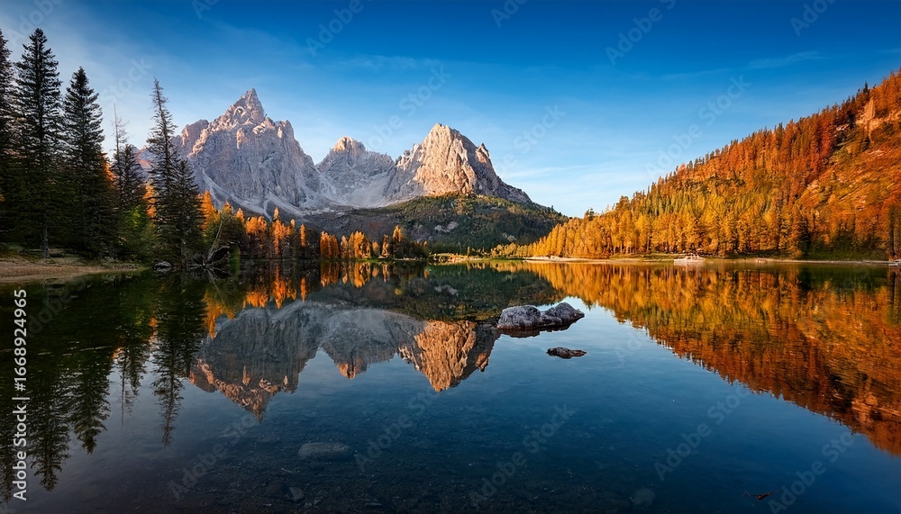 Obraz premium majestic mountain reflected in still water