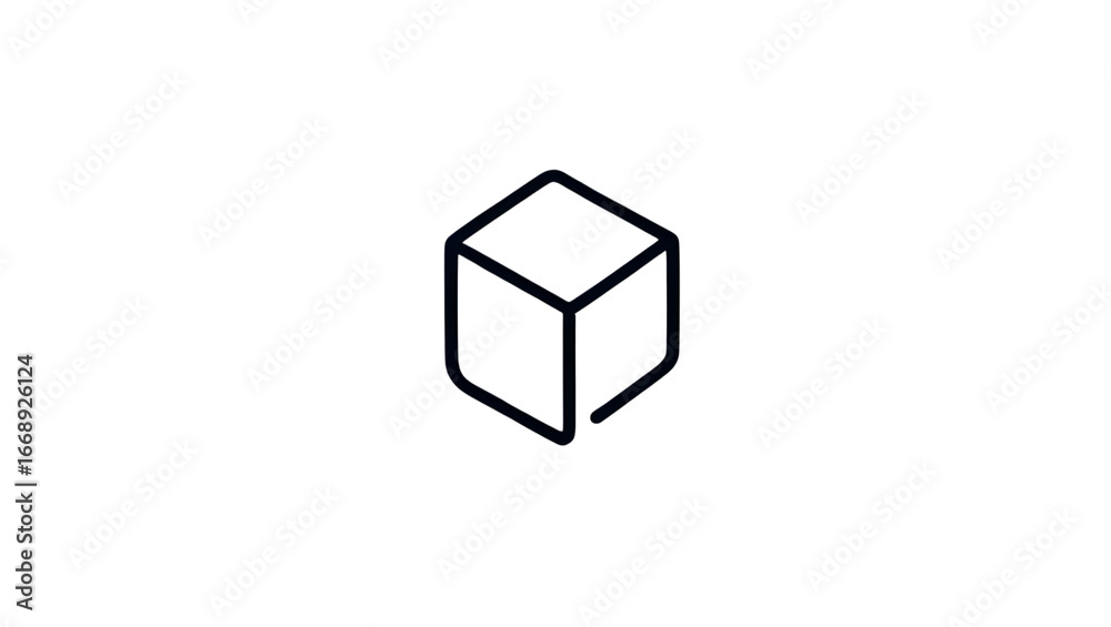 Obraz premium White Outline Geometric Cube Abstract Concept