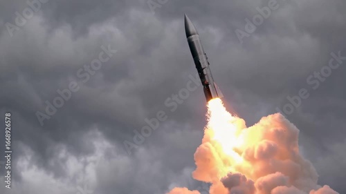 Underwater Launch Sequence of Ballistic Missile Erupting from the Depths