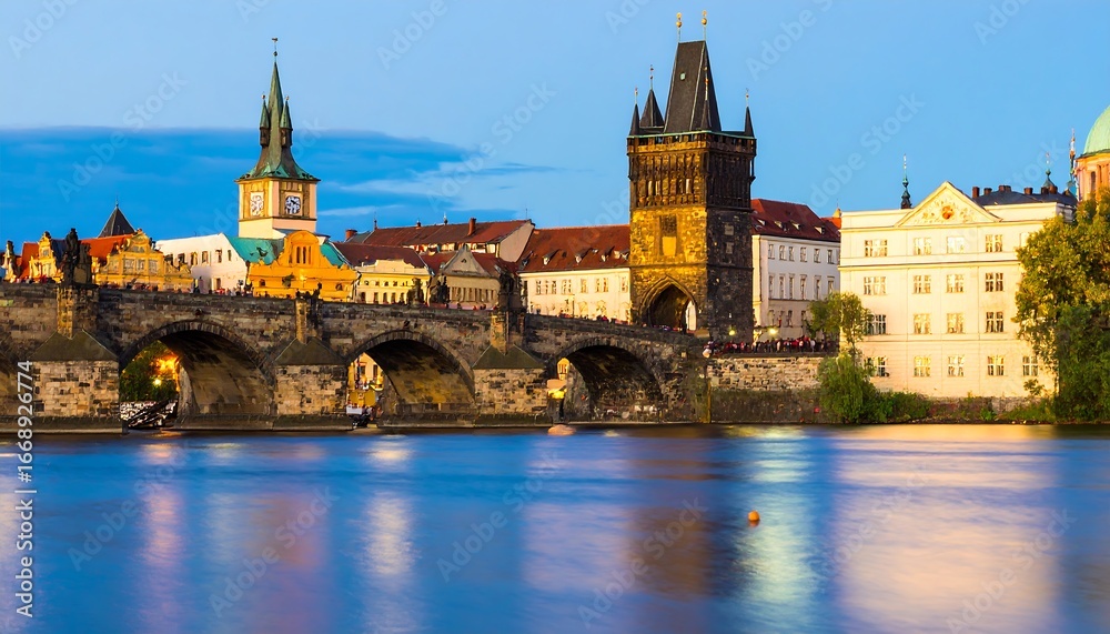 Obraz premium Prague Castle Bridge at Dusk