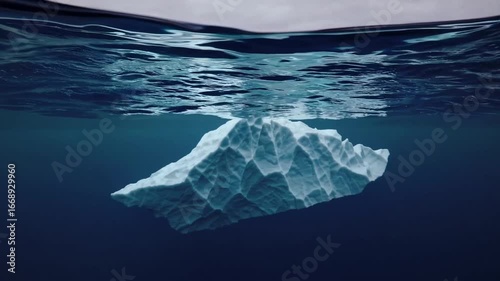 abstract representation of the African continent depicted as iceberg with portion submerged underwater