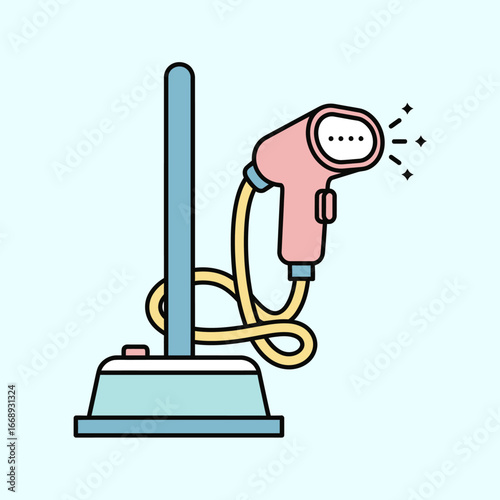 Modern clothes steamer icon. Garment care and household appliance vector illustration.