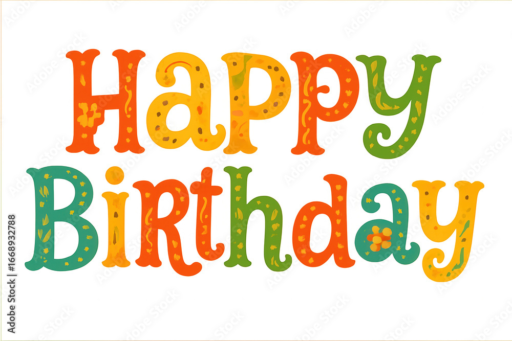 Fototapeta premium Colorful happy birthday lettering celebrating a special day on transparent background