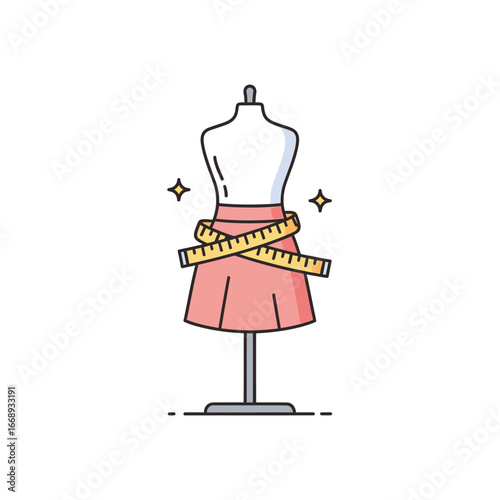Mannequin waist measurement icon. Concept for fashion, tailoring, diet and weight loss.