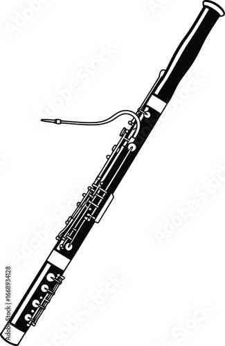 Vector art of detailed illustration of a bassoon, a woodwind instrument
