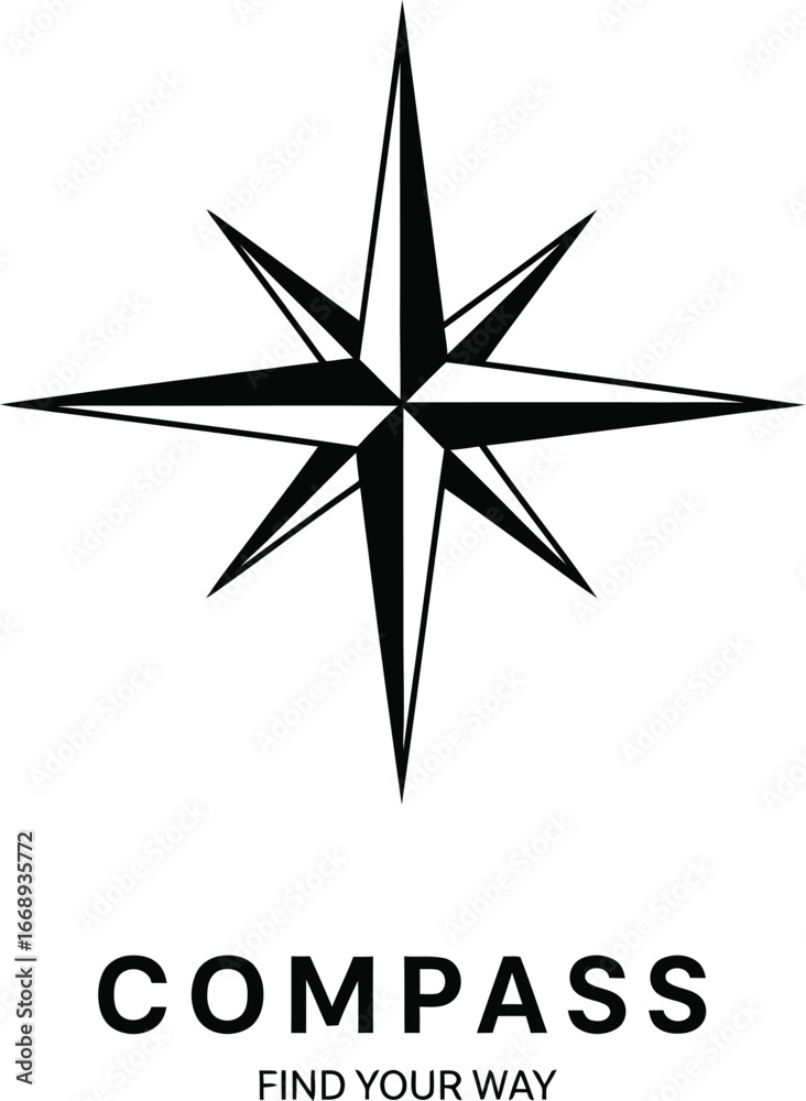 Fototapeta premium Compass Navigation Star Vector Graphic