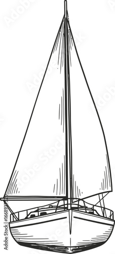 A watercraft sail boat in the sea of ocean, generative AI