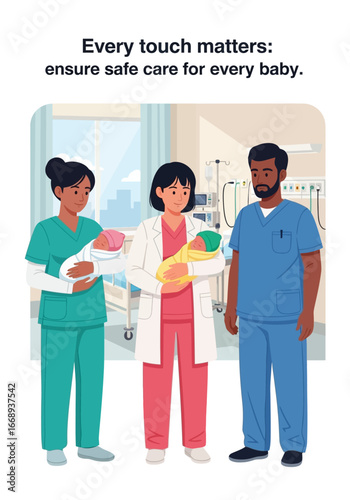 Awareness illustration about safe baby practices