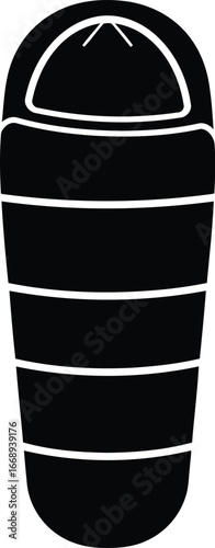 Illustration of a black sleeping bag, perfect for camping trips