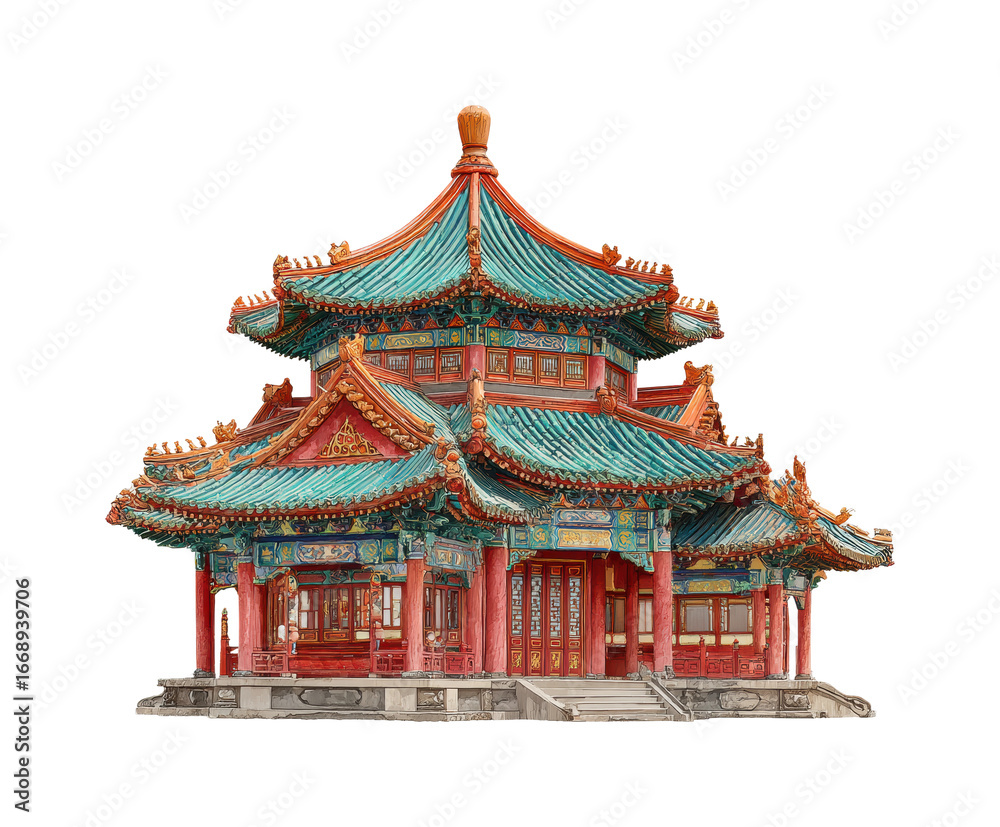 Obraz premium Artistic showcase of traditional chinese pavilion architecture in cultural heritage isolated on transparent background, png