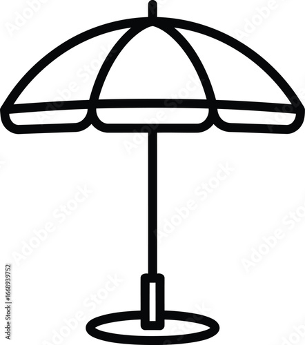 Illustration of a black and white umbrella for summer vacation with generative AI