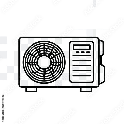 Vector art of a detailed illustration of an air conditioner unit, showcasing its design