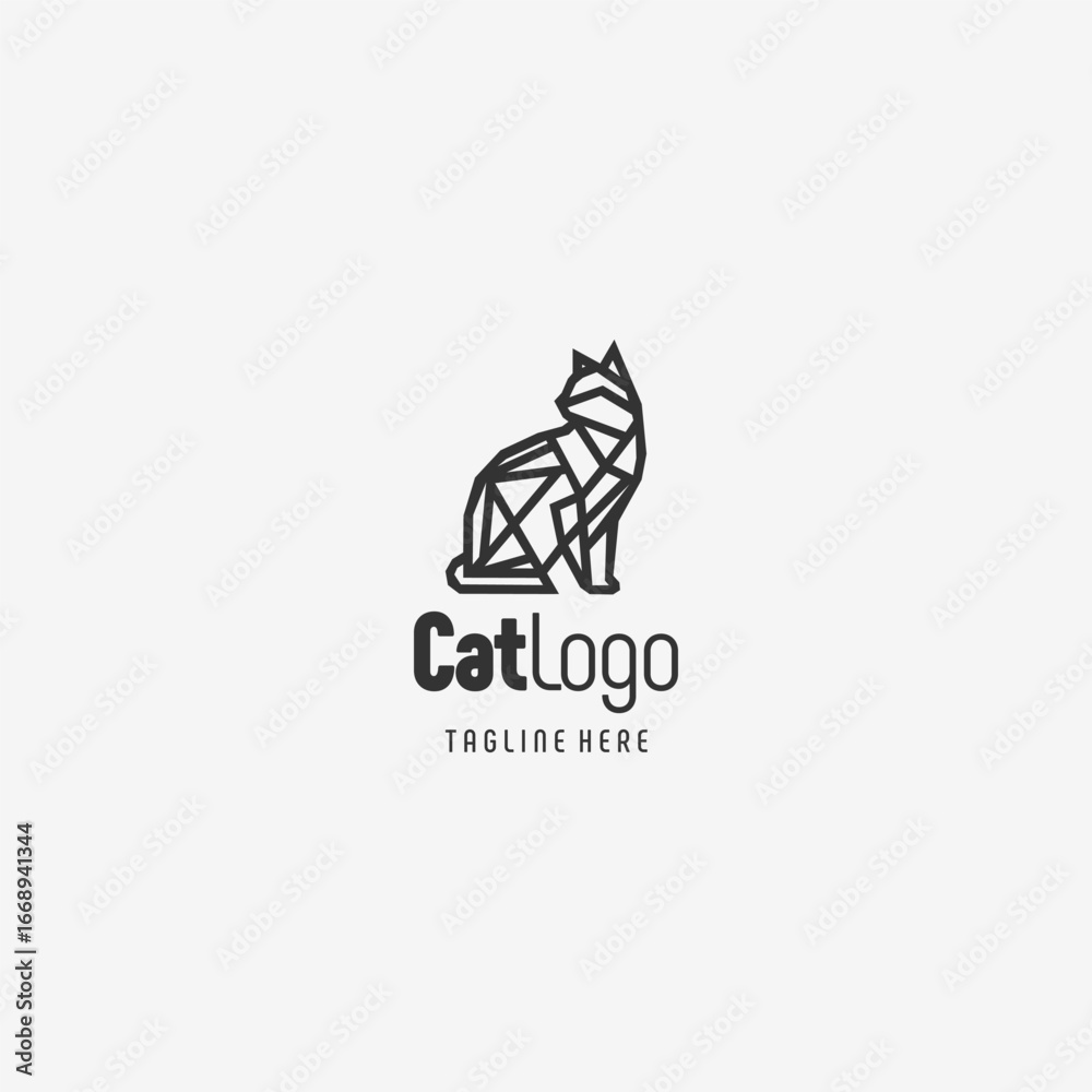 Fototapeta premium Clean Black White Cat Icon