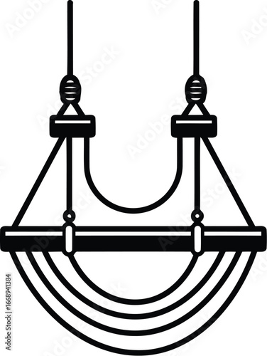 Illustration of a classic rope swing with a wooden seat
