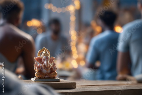 Community group installing Ganesh idol