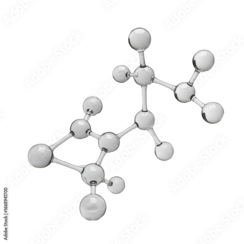3D Molecular Structure Model – Gray Atom and Bond Illustration PNG on Transparent Background