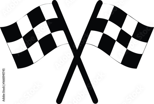 Checkered Flag Icon Vector Racing Finish Line Symbol for Car Race, Sports Apps, Motorsport, Competition, Flat Design