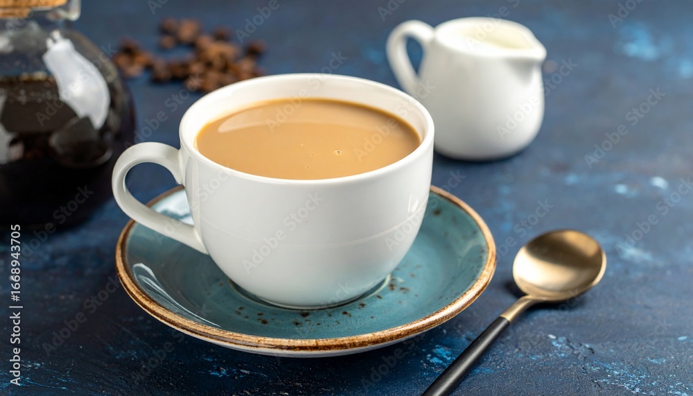 Fototapeta premium Aromatic Coffee with Milk in a White Cup