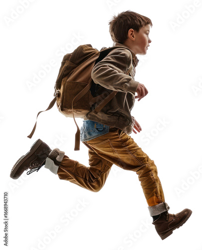 PNG Boy running backpack footwear shoe.