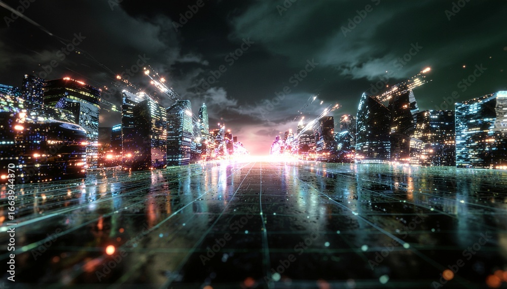 Fototapeta premium Tech glitch background with HUD feel