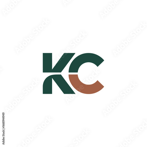 Abstract KC initials logo design green brown monogram letter modern minimalist branding identity corporate business symbol icon graphic