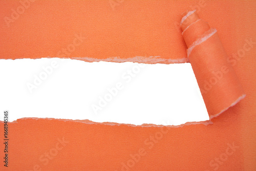 You have a message. Orange  torn paper with holes