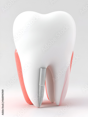 3d render of tooth with endodontic file