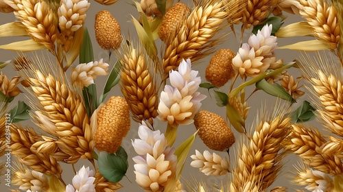 Vibrant Wheat and Grain Elements for Natural Background Design