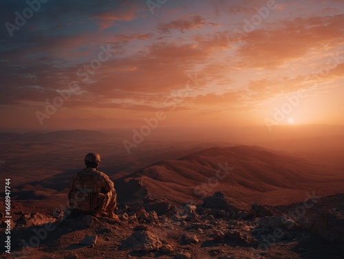 Wallpaper Mural Solitary Soldier in a Desolate War-Torn Landscape at Sunset Torontodigital.ca