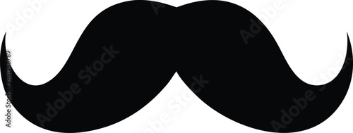 Moustache Silhouette Vector Icon Black Mustache Symbol for Barbershop, Grooming, Retro Fashion, Gentleman Style Design