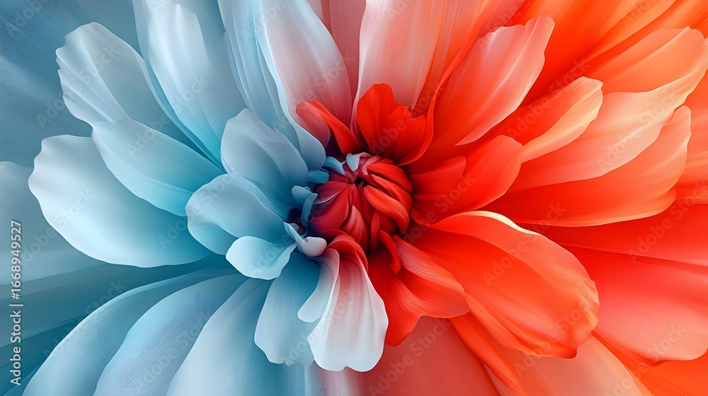 Obraz premium Abstract Blue and Orange Flower Petals Closeup